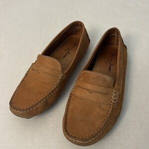 MASSIMO MATTEO PENNY KEEPER BROWN LEATHER LOAFER DRIVING SHOES MOCCASINS 7.5
